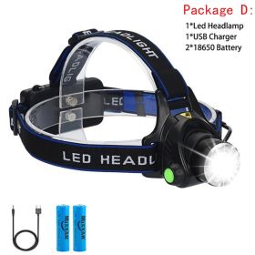 azk20 8000LM Led Headlamps Head Lights Waterproof Head Flashlight Forehead Head Headlights Torch Hunting Mining Fishing Light (Body Color: T6 LED, Emitting Color: Option D)