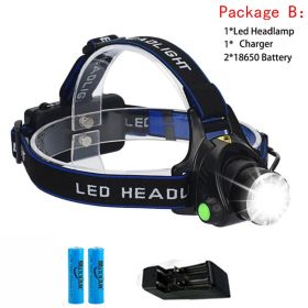 azk20 8000LM Led Headlamps Head Lights Waterproof Head Flashlight Forehead Head Headlights Torch Hunting Mining Fishing Light (Body Color: T6 LED, Emitting Color: Option B)